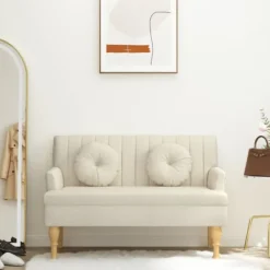 vidaXL Soffor>Bänk med dynor 113x64,5x75,5 cm linne