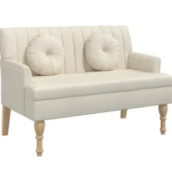 vidaXL Soffor>Bänk med dynor 113x64,5x75,5 cm linne