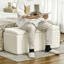 Northio Kistor & Koffertar>Bänk med förvaringsutrymme, stoppad bänk, sängbänk med träben, sittbräda för hall, sovrum, vardagsrum, 102 x 45 x 46cm