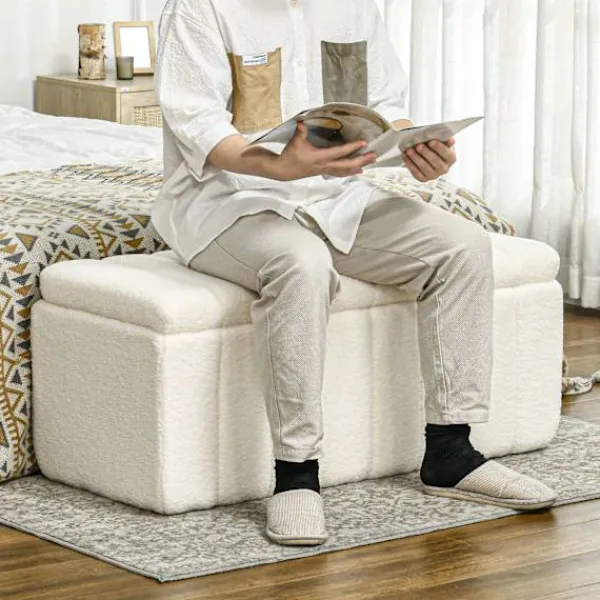 Northio Kistor & Koffertar>Bänk med förvaringsutrymme, stoppad bänk, sängbänk med träben, sittbräda för hall, sovrum, vardagsrum, 102 x 45 x 46cm