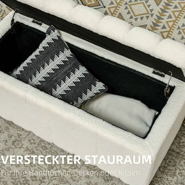 Northio Kistor & Koffertar>Bänk med förvaringsutrymme, stoppad bänk, sängbänk med träben, sittbräda för hall, sovrum, vardagsrum, 102 x 45 x 46cm