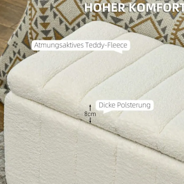 Northio Kistor & Koffertar>Bänk med förvaringsutrymme, stoppad bänk, sängbänk med träben, sittbräda för hall, sovrum, vardagsrum, 102 x 45 x 46cm