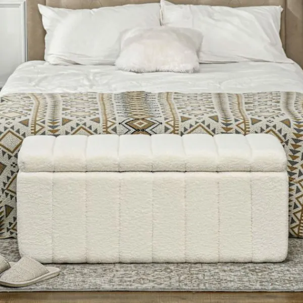 Northio Kistor & Koffertar>Bänk med förvaringsutrymme, stoppad bänk, sängbänk med träben, sittbräda för hall, sovrum, vardagsrum, 102 x 45 x 46cm