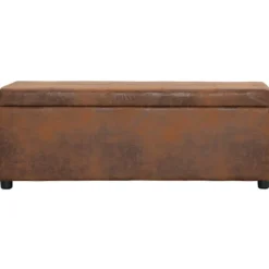 vidaXL Kistor & Koffertar>Bänk med förvaringsutrymme 116 cm brun konstmocka