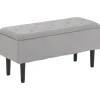 Northio Kistor & Koffertar>Bänk med förvaringsutrymme, stoppad bänk med gångjärnslock, sammetslook, bröstbänk, för vardagsrum, sovrum, grå, 95 x 38 x 45 cm
