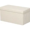 Northio Sittpuffar>Bänk med förvaringsutrymme, hopfällbar stoppad bänk, sängbänk med sammetslook, sittbräda för hall, sovrum, vardagsrum, 76 x 38 x 38 cm krämvit