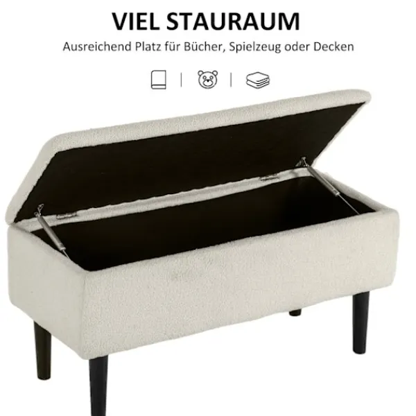 Northio Kistor & Koffertar>Bänk med förvaringsutrymme, sängbänk, stoppad bänk med fällbart lock, sammetslook, bröstbänk för vardagsrum, sovrum, 95 x 38 x 45 cm