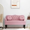 vidaXL Soffor>Bänk med kuddar rosa 120,5x65x75 cm sammet