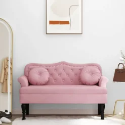 vidaXL Soffor>Bänk med kuddar rosa 120,5x65x75 cm sammet