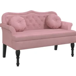 vidaXL Soffor>Bänk med kuddar rosa 120,5x65x75 cm sammet