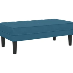 vidaXL Pallar>bänk med kudde Blå 113 x 57 x 39 cm Sammet