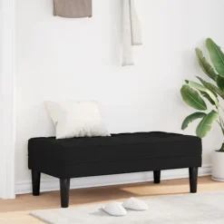 vidaXL Balkongmöbler>bänk med kudde Svart 113 x 57 x 39 cm tyg