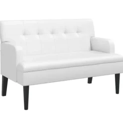 vidaXL Soffor>Bänk med ryggstöd vit 112x65,5x75 cm konstläder