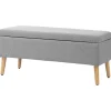 Northio Kistor & Koffertar>Bänk stoppad bänk med förvaringsutrymme sängbänk med linnelook för hall sovrum vardagsrum gummi trä grå 110 x 39 x 45 cm