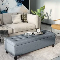 Northio Kistor & Koffertar>Bänk, Stoppad Bänk Med Förvaringsutrymme, Sängbänk Med Lock, Linnelook, Bröstbänk, Förvaringsbänk För Vardagsrum, Sovrum, Grå