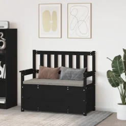 vidaXL Balkongmöbler>Bänk svart 112,5x51,5x96,5 cm massiv furu