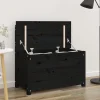 vidaXL Kistor & Koffertar>Bänk svart 80x41x77 cm massiv furu