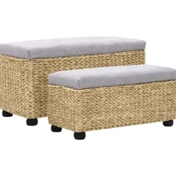 vidaXL Kistor & Koffertar>Bänkset 2 delar sjögräs grå