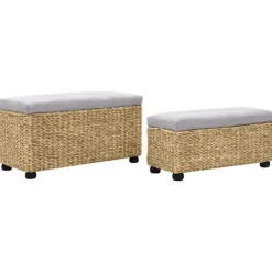 vidaXL Kistor & Koffertar>Bänkset 2 delar sjögräs grå