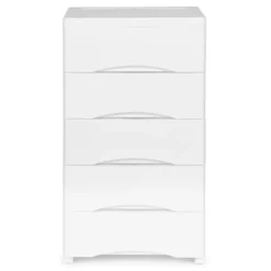 Northio Byråer>Bokhylla med 5 utdragbara lådor, ben med hjul - vit