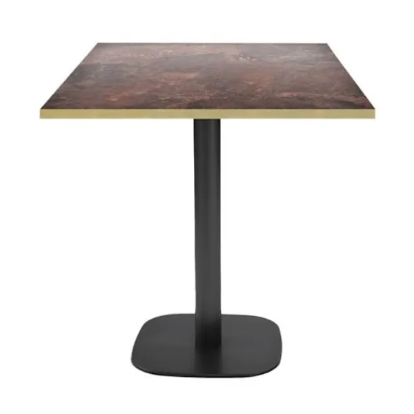 Matbord>Bord 70 x 70 cm - Rund rustrocksmodell med mässingskanter