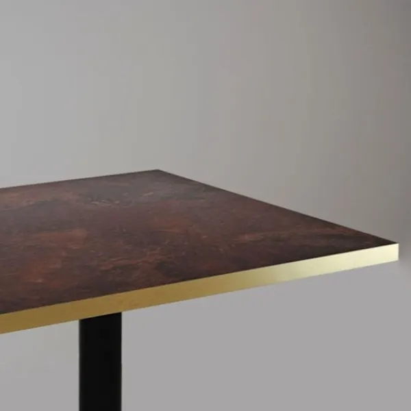 Matbord>Bord 70 x 70 cm - Rund rustrocksmodell med mässingskanter