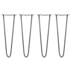 Småbord>Bordben - SKISKI - Hårnål - 40,6 cm - Naturligt Stål - 10 mm Tjocklek