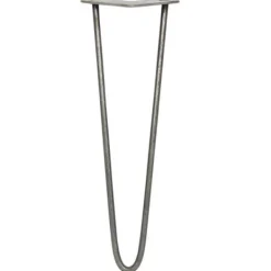 Småbord>Bordben - SKISKI - Hårnål - 40,6 cm - Naturligt Stål - 10 mm Tjocklek