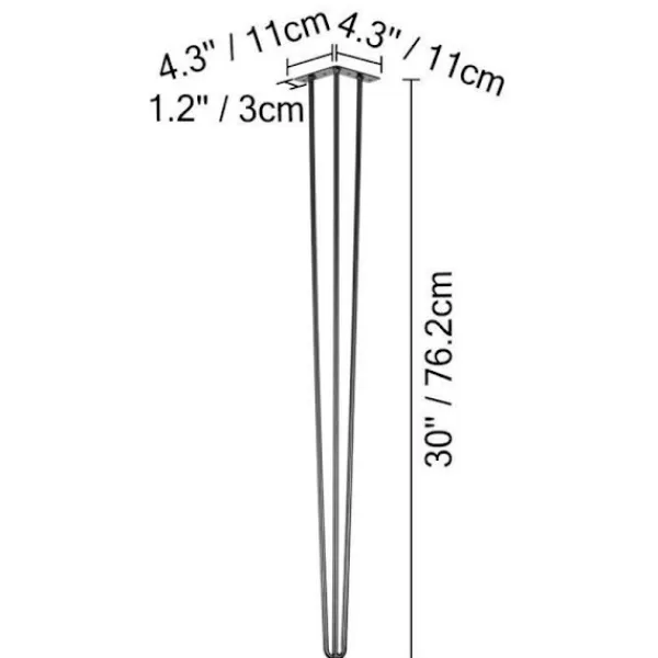 Matbord>Bordsben - 4 st - 30 " - 76,2 cm - VEVOR - Hårnåls möbelben-FA-