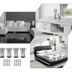 DAO Matbord>Bordsben 4 st - Justerbara möbelfötter i rostfritt stål med skruvar [DB] 5cm