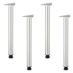 Northix Matbord>Bordsben i rostfritt stål – runda, set om 4