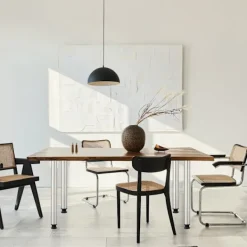 Northix Matbord>Bordsben i rostfritt stål – runda, set om 4