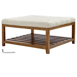 DUOKU Sittpuffar>Bordsskiva - - CWD0101CA-KD-BEIGE - Fyrkantig - Klädd i Lin - Kapacitet 181,44 kg