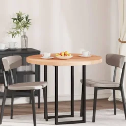 vidaXL Matbord>Bordsskiva Ljusbrun Ø 90 x 4 cm Massivt Ekträ