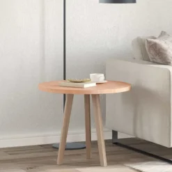 vidaXL Småbord>Bordsskiva Ljusbrun Ø 60 x 2,5 cm Massivt Ekträ