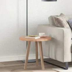 vidaXL Småbord>Bordsskiva Ljusbrun Ø 50 x 2,5 cm Massivt Ekträ