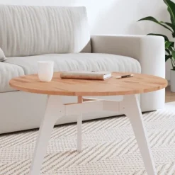 vidaXL Soffbord>Bordsskiva Ø70x1,5 cm rund massivt bokträ