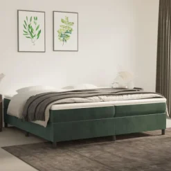 vidaXL Sängar>Boxspring-sängram mörkgrön 200x200 cm sammet