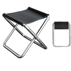 Bieco Pallar>Bärbar hopfällbar pall, minipallar, hopfällbar campingpall med väska Black