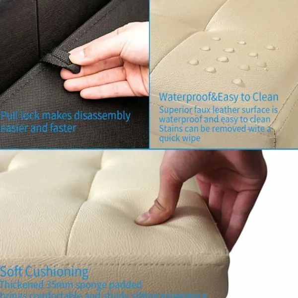 BRIAN - DANY Sittpuffar>Puff Förvaringslåda Vikbar pall Vikbar kub Puff i konstläder, 38 x 38 x 38 cm, Beige