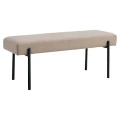 HOUSE NORDIC Balkongmöbler>Brun bänk med svarta ben 100 x 36 x 42,5 cm