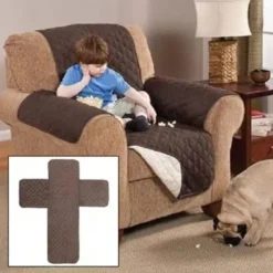 Fåtöljer>Brun, enkelsits med dragsko vattentät sofföverdrag, maskin