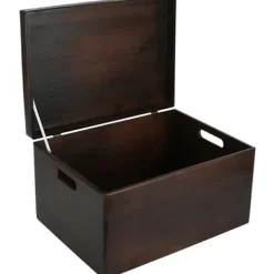 CREATIVE DECO Kistor & Koffertar>träförvaringslåda att dekorera - - XXL - 40 x 30 x 24 cm - med lock och handtag
