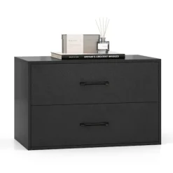 Northio Byråer>Byrå med 2 lådor, lådskåp, stapelbar, skänk av trä, 60 x 34 x 38 cm, svart