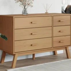 vidaXL Byråer>Byrå OLDEN brun massiv furu