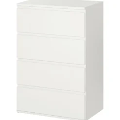 Northio Byråer>Byrå, Skänk Med 4 Lådor, Kontorsskåp Med Tippskydd, Vit, 55 X 33 X 80 Cm