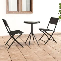 vidaXL Balkongmöbler>Caféset 3 delar stål svart