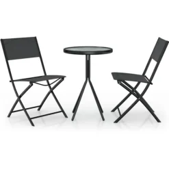 vidaXL Balkongmöbler>Caféset 3 delar stål svart