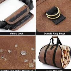 Kistor & Koffertar>Canvas Vedkorg Väska, Extra Stor, Hållbar, Perfekt För Kaminer, Vedspisar, Stockar, Camping, Landskapsarkitektur (1st, Grå)