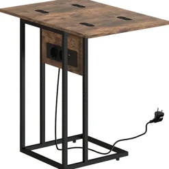 Northio Småbord>C-format sidobord med laddningsstation och hopfällbar topp